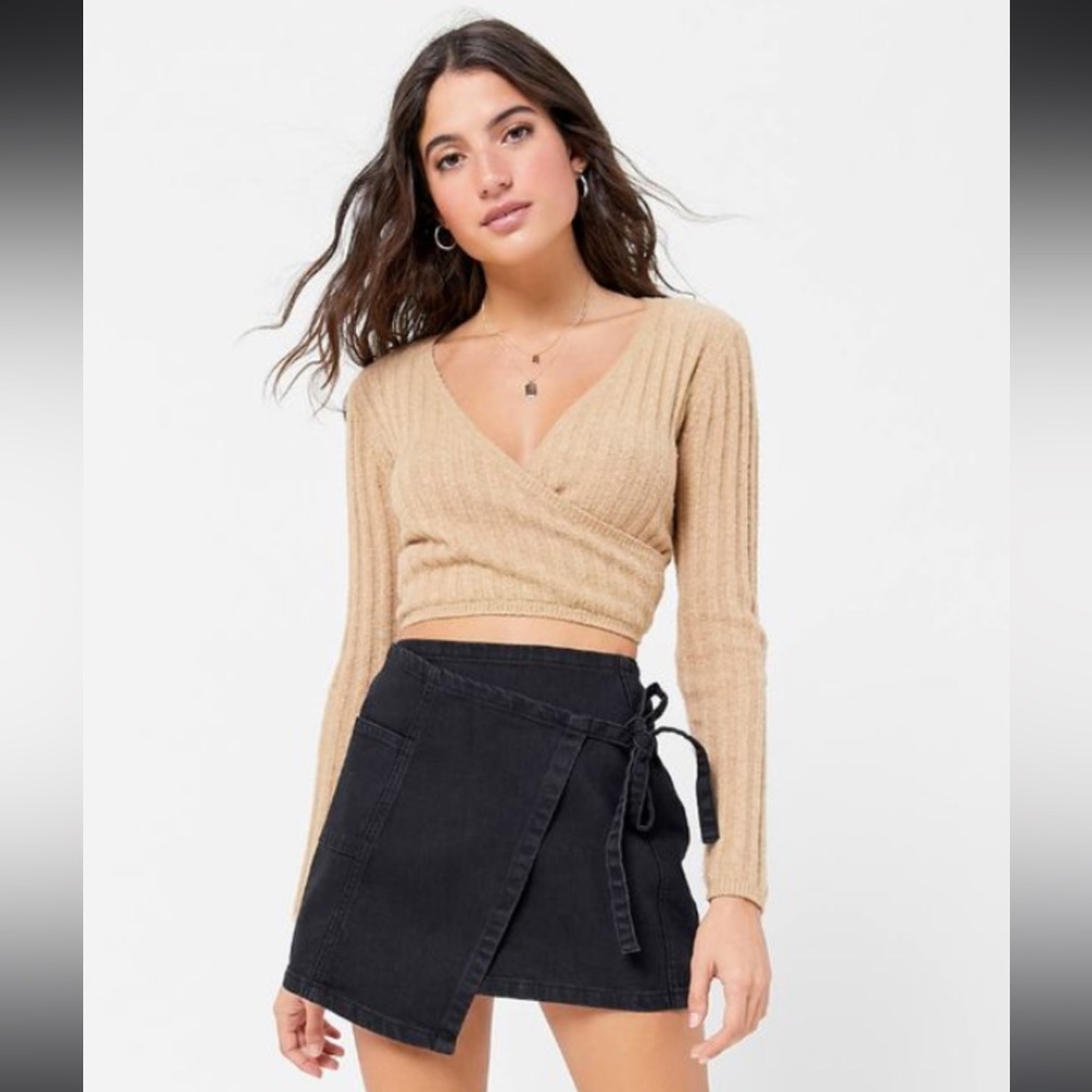 BDG Black Demin Wrap Mini Skirt